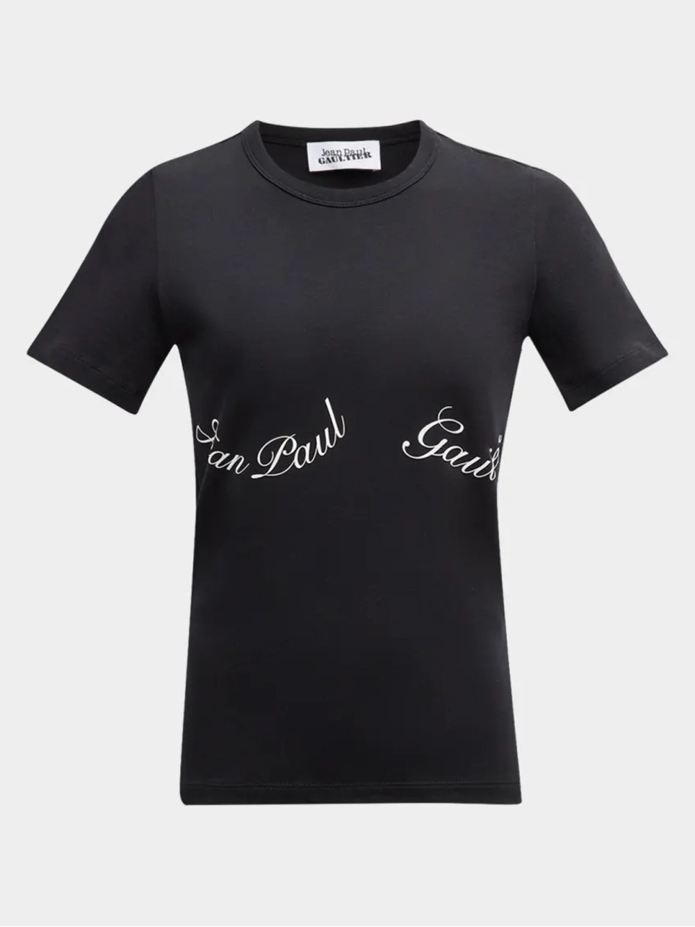 NWT Jean Paul Gaultier Black Tee with White Script Logo